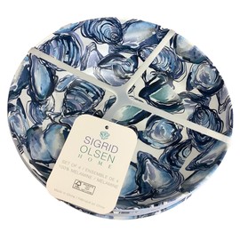 Sigrid Olsen Home Melamine Bowls, Blue Oyster Shell Pattern, 8 Inch, Set of 4