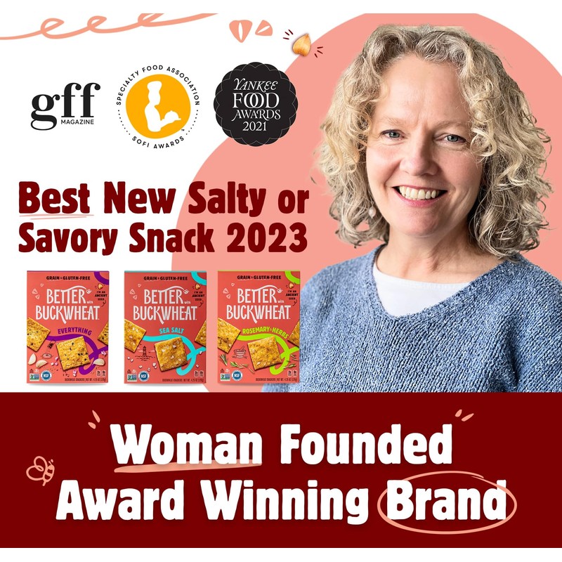 Better with Buckwheat Sea Salt Crackers, Complete Protein, Gluten-Free Crackers,