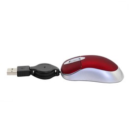 DIWOSHE 3 Button Retractable Retractable Super Mini Mouse with Cable Retractable Optical Retractable Mini Small Small with Reel for Kids Portable PC Laptop Computer Red