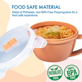 MATICAN Microwave Bowl with Lid, 2-Pack Microwave Soup Bowl with Lid, Noodle Bowl for Ramen, Soup, Beverages, 30.43 Ounces, Caramel, Tableware Included