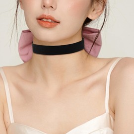 Flongo Western Punk Collar Choker, Collarbone, Cute, Women's, Girls, Simple, Fashion, Soft, Black, KIND, No Gemstone