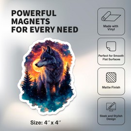 Wolf Magnet 4 inch 2 Pack Vinyl for Fun Cute Souvenir Gift Refrigerator Fridge Dishwasher ID44999