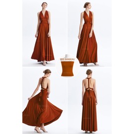 INFIWING Infinity Dresses for Women with Bandeau, One Size Wrap Dress Long Maxi Bridesmaids Convertible Dresses, Wedding Guest Multiway Dress Burnt Orange
