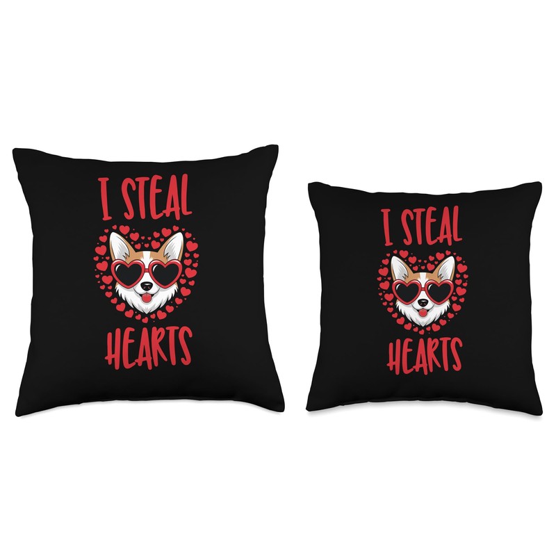 cute corgi i steal hearts Throw Pillow