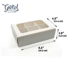 GRETEL BAKING Treat box with dividers, 6 compartments 4.5x6.5x1.9 (20-pack) - White