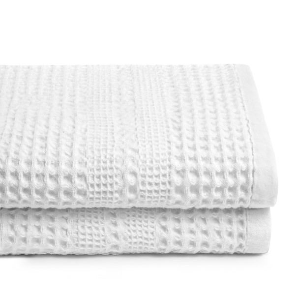 GILDEN TREE Waffle Towels Quick Dry Lint Free Thin, Bath Towel 2 Pack, Classic Style (White)