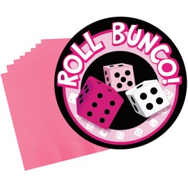 Roll Bunco Plates & Candy Pink Bunco Napkins Set - 16 Pieces of 8" Bunco Plates and 50 Pieces of 5" Candy Pink Bunco Beverage Napkins - Bunco Party Supplies 400g - Bunco Party Supplies