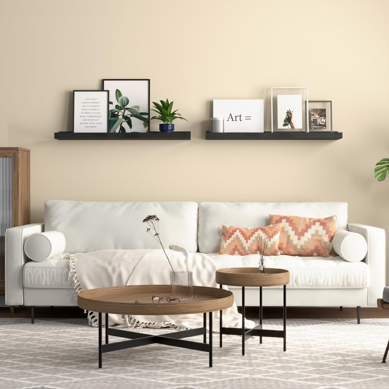 Boswillon Long Floating Shelves, 2 Set Modern Black Wall Shelf
