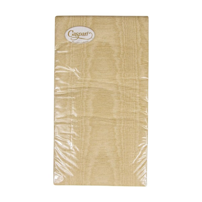 Caspari Moiré Paper Linen Guest Towel Napkins in Gold, Four
