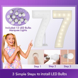 4FT Light Up Numbers Pre-Cut Frame Giant Marquee Numbers 7, Mosaic Numbers for Balloons, 17th 70th Birthday Decorations for Women Men, 70th Anniversary Decorations, Party Decor