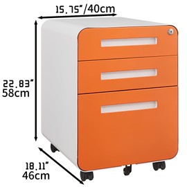 espidoo Mobile File Cabinet 3 Drawer Locking Storage: 5-Wheel Anti-Tilt Design with Pencil Box - Office Organization for Administrative Assistants & Small Business Workspace