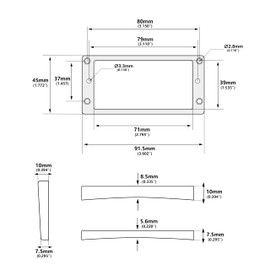 Banworks Humbucker Rings Plastic Slanted Top Curved Bottom Humbucker Pickup Covers 7.5x10mm Guitar Pickup Frame for Les Paul LP Style Electric Guitars Pack of 2 JT/SYQG-20 White