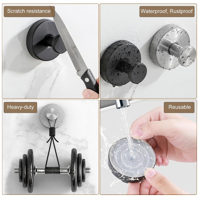 ZESLMG Chrome Suction Cup Hooks for Glass Window, Shower Hook