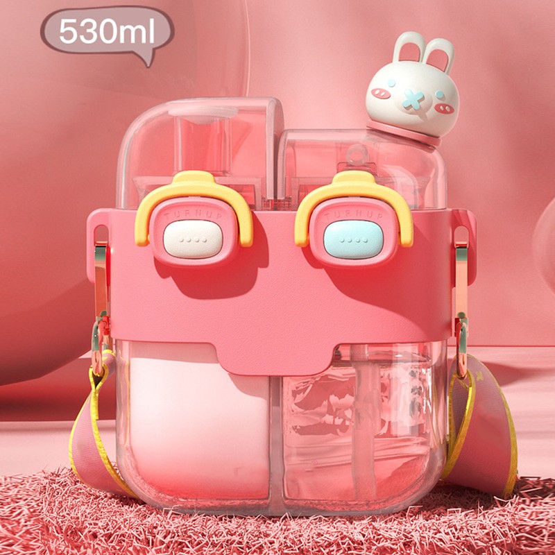 Kawaii Water Bottle Fashion Plastic Double Drinking Water Bottle with