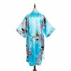 Asian Home Flower Peacock Satin Silk Kimono Robe, Dressing Gown,