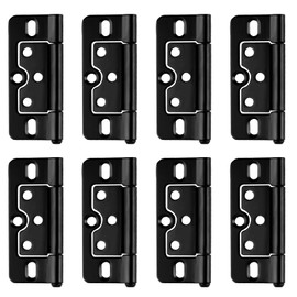WangChaoJiu 8 Pcs Black Modern Non-Mortise No Noise Bifold Door Hinges, 3 Inch x 1.4 Inch, Iron, Plated, Surface Mount