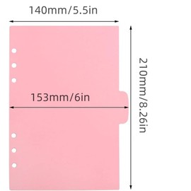 Parallelower 25 Sheets/5 Sets Folder Dividers A5 Coloured Folder Index 6 Holes Folder Index Dividers Suitable for DIN A5 Folder for Ring Binder, Planner, Notebook