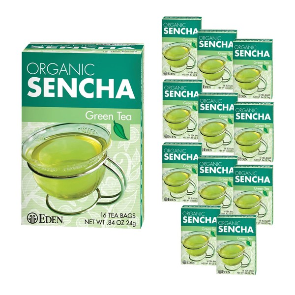Eden Organic Sencha Green Tea, Japanese, Uji Cha, 16 Unbleached Manila Tea Bags/Box (12-Pack Case)
