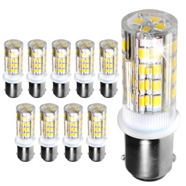 HQRP 10-Pack Dual Contact Bayonet Base Ba15d LED Bulb, Cool White 6300-7000K 32 LEDs SMD 12-24 Volt DC, Navigation and Anchor Light, Interior RV Camper Marine Boat Trailer Lights