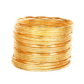 Eigso Mutli Layered Gold Indian Bracelet Cuff Bangle for Women Men Vintage Stackable Textured Bohemian Bracelets for Women Men, Zinc, No gemstone