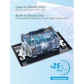 1-Pack 20 Amp GFI Electrical GFCI Outlet Self-Test Tamper Resistant (TR) Weather Resistant (WR) Ground Fault Receptacle with LED Indicator UL Listed Standard Wall Plate Included Black