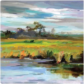 Fine Art Canvas Early Evening Canvas Wall Decor by Artist Carol Hallock for Living Room, Bedroom, Bathroom, Kitchen, Office, Bar, Dining & Guest Room - Ready to Hang - 22 in x 22 in