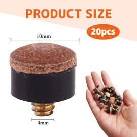 Pack of 20 Billiard Cue Tips for Snooker Screw-On Tips, Durable Cue Accessories, Easy Assembly without Glue, Includes Storage Box