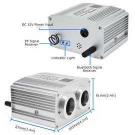 AZIMOM Dual Port 16W Twinkle Fiber Optic Starlight Box Sound Activated RGBW Fiber Optic Light Source APP/Remote Control Dual Head Light Engine Driver for Car Home Ceiling Star Lighting Decor