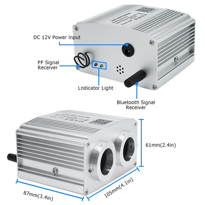 AZIMOM Dual Port 16W Twinkle Fiber Optic Starlight Box Sound