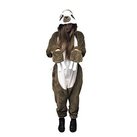 Jammies For Parties Animal Pajamas for Adult Unisex Cosplay Costume Plush One Piece (Large(6'+), Sloth)