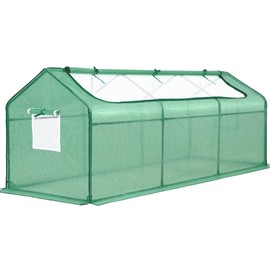 Quictent Portable Mini Cloche Greenhouse w/ Elevated Bottom, Large U-Shaped Zipper Mesh Door & 2 Side Screen Window Waterproof UV-Resistant Hot House for Indoor Outdoor, 95" x 36" x 36" (Green)