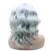 Mxangel Medium Long Wavy Blue Wig Synthetic Lace Front Two