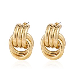 Chunky Gold Earrings for Women Trendy 18k Gold Silver Knot Earrings Big Statement Earrings Stackable Earrings Jewelry Gift for Girls