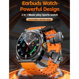 Smart Sports Watch with Heart Rate Monitor, Step Counter, Weather Display, Orange Silicone Band, Silver Case