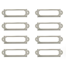50 Pcs Label Holders Library File Drawer Tags Label Holder Metal Frame Name Card Frame for Drawer Cabinet (Silver)