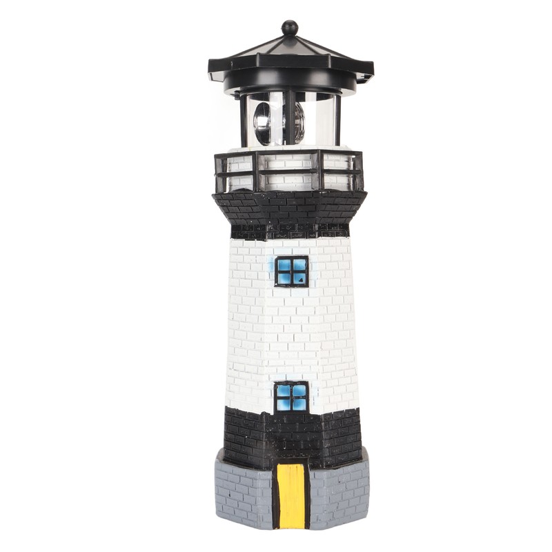 Solar Lighthouse 360 Degree Rotating Lighthouse Decoration Fadeless Resin LED