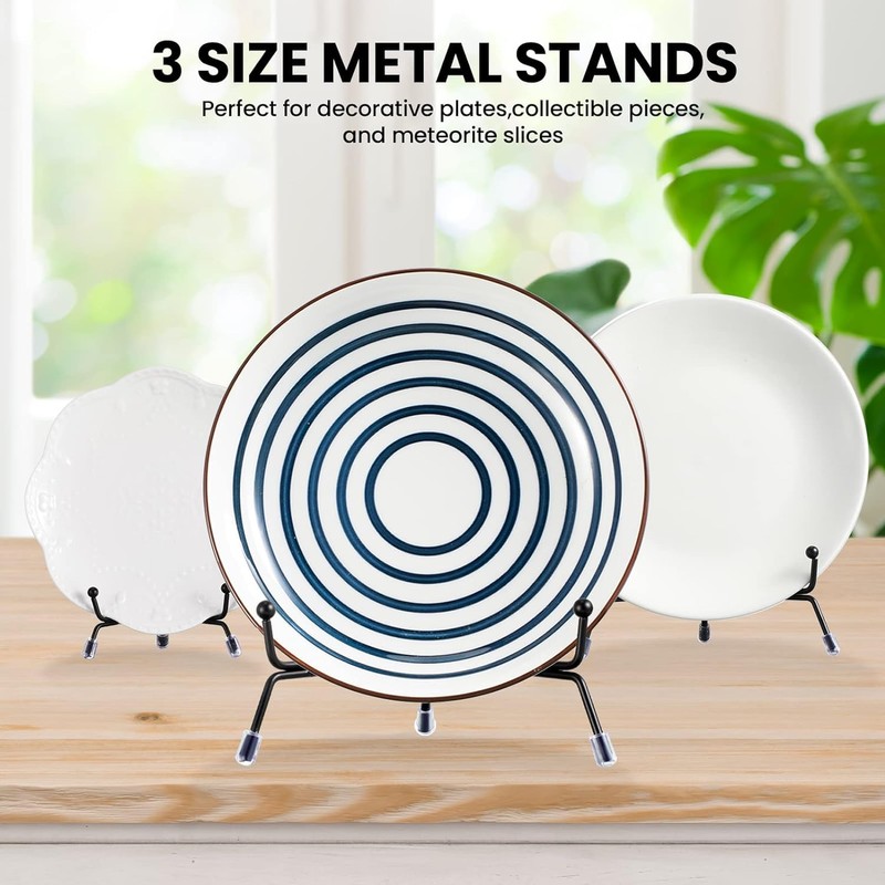 Chumia 18 Pcs Anti Slip Plate Stands for Display, Black