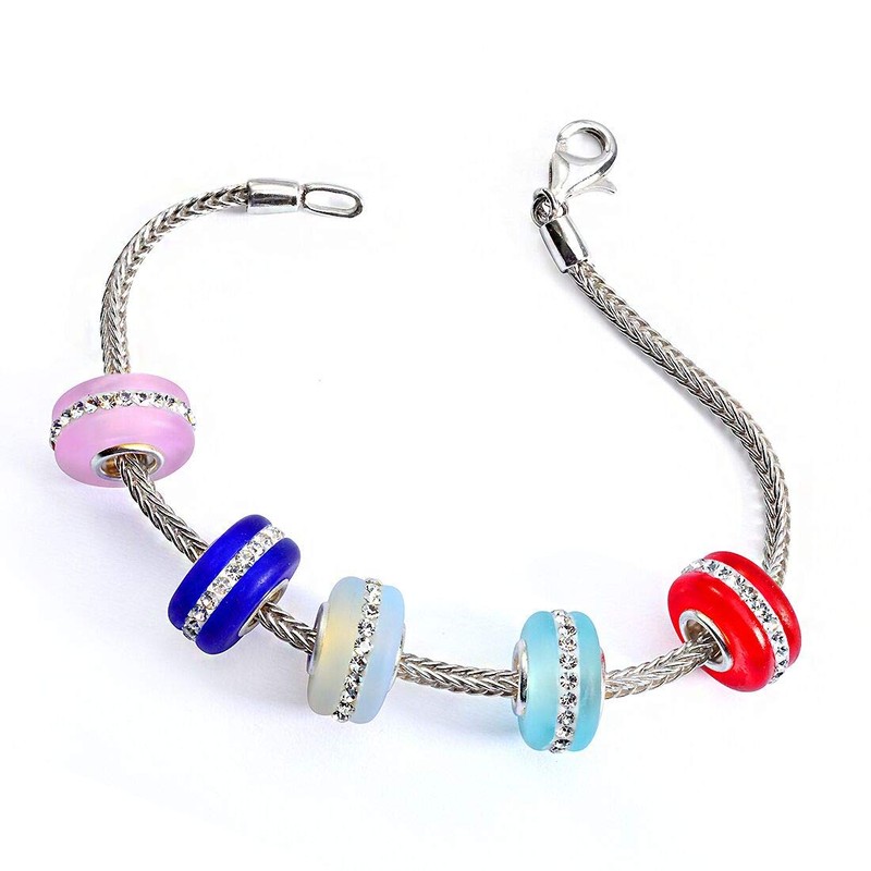 Materia Beads Perlen Glas lila - 925 Silber Glasperlen Großlochperle