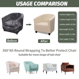 FIGOOO Armchair Cover, Club Chair, Stretch Protective Cover for Cocktail Chair, 1 Piece Armchair Protector, Removable, Washable Armchair Covers, Armchair Throw for Single Sofa, Beige