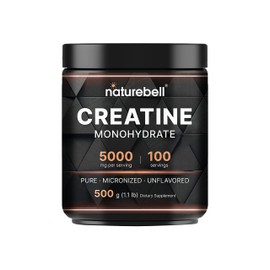 NatureBell Instant Creatine Monohydrate Powder 500 Grams, 5000mg Per Serving, Unflavored Micronized Creatine Powder - Pre Workout | Keto | Vegan | Dissolves Easy | Filler Free - 100 Servings (1.1Lb)