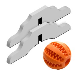 ROONOVA: 2 Pack Freestanding Pet Gate Support Feet | Indoor and Outdoor Fence Barrier and Stairs Panel Support Feet | Complete with Dog Treat Ball | White Wooden