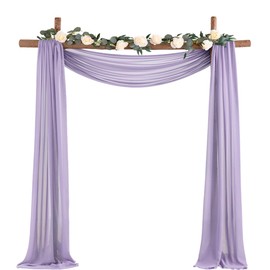 Socomi Wedding Arch Draping Fabric 1 Panel 29" x 19Ft Lavender Purple Sheer Chiffon Curtain Drapes 6 Yards for Wedding Ceremony Birthday Party Decoration