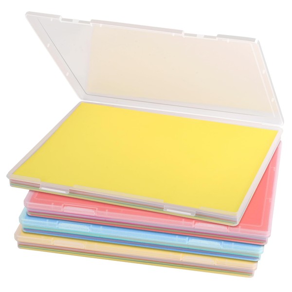 Polegas 4 Pack Portable A4 File Box, Clear Plastic File