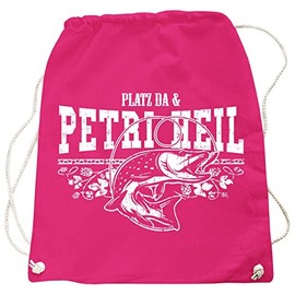 Fun Costs Backpack Bag Bag Angler Platz da and Petri Heil in Many Colours for Fishing Tackle Bait, pink