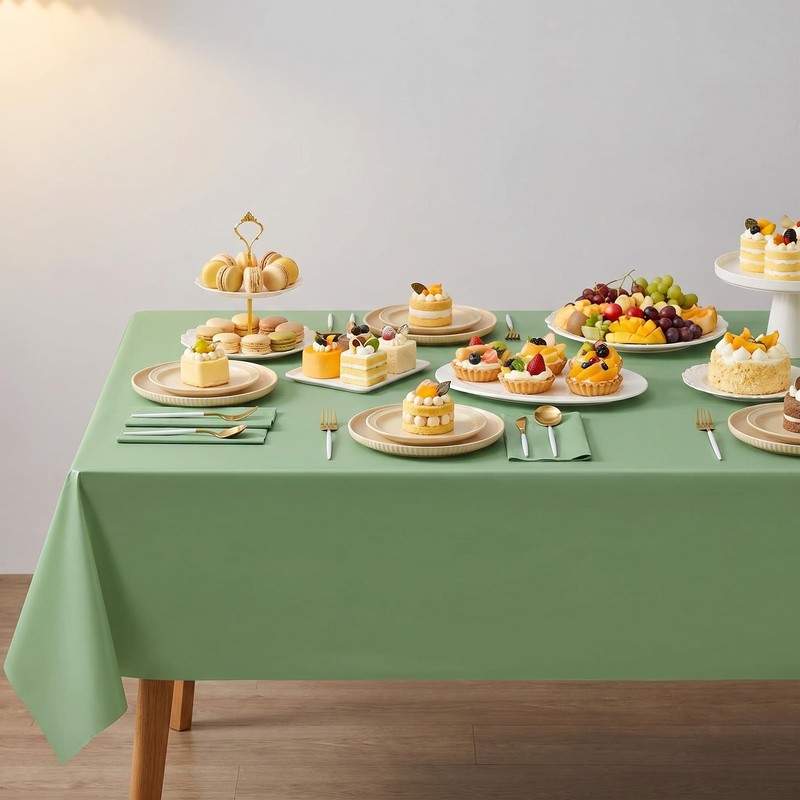 colbertcary Waterproof Disposable Plastic Table Cover 54 x 108 Inch,