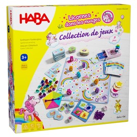 HABA Einhorn Glitzerglück Game Collection - 9 Varied Dice, Board Games and Card Games - with Simple Rules - Made in Germany - for Children from 3 Years - 2010879002