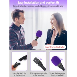 YOUSHARES Handheld Adaptor with Foam Cover, Compatible with Rode and DJI Wireless Microphones for Interviews (Purple Foam)