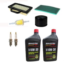 Maintenance Kit Fits Briggs and Stratton 407777-0283-G1 22HP V-Twin Engine Fits John Deere D130 D140 Z425 LA135 LA145 Riding Mowers MIU11286 Fits Champion RC12YC Spark Plugs w/ TY22029 10W30 Oil