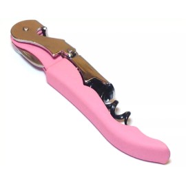 TIPSY Wine Accessories Soft Velvet Touch Waiters Double Hinge Corkscrew Wine Key Bottle Opener - Pink