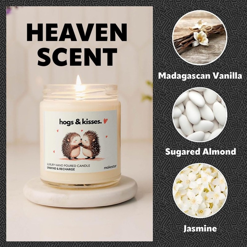 Hedgehog Gifts - Luxury Soy Wax - Vanilla, Jasmine, Sugared